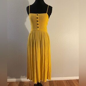 Source Unknown Yellow Midi Dress with Button Detail